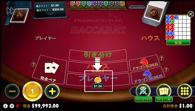 チップを置く